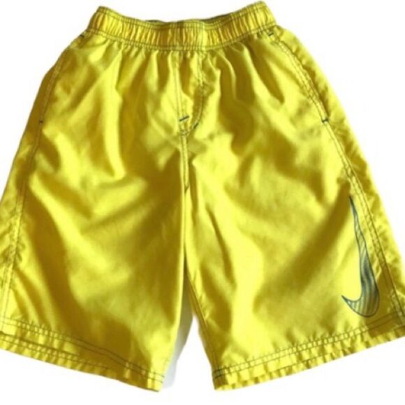 Nike Neon Yellow Swoosh Logo Boy’s Swim Shorts Sz L - Picture 8 of 8